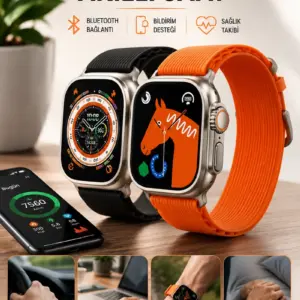 Bluetooth Bağlantılı 49MM Dokunmatik Akıllı Saat Sağlık ve Spor Takip Özellikli