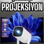 Şarjlı Projeksiyon Oyun Sinema Projektörü 4K HD Görüntü Kaliteli