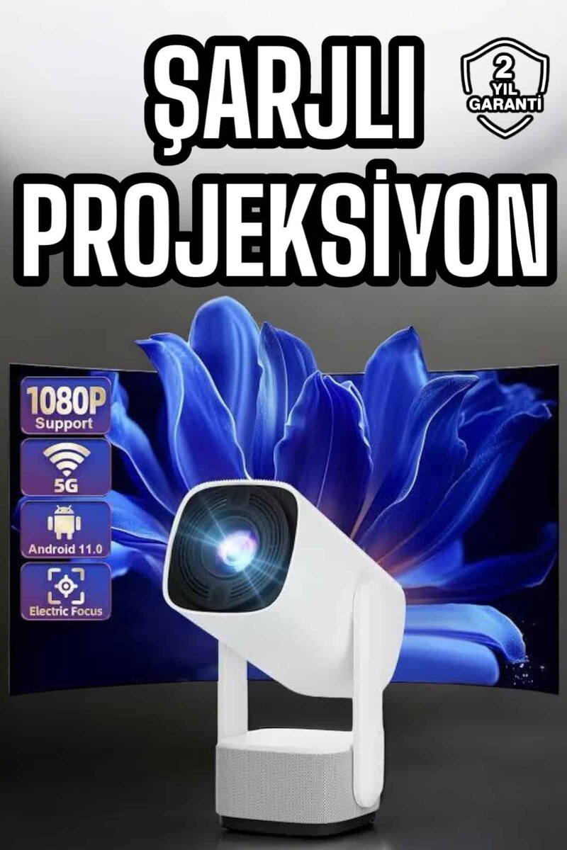 Şarjlı Projeksiyon Oyun Sinema Projektörü 4K HD Görüntü Kaliteli 1 Şarjlı Projeksiyon Oyun Sinema Projektörü 4K HD Görüntü Kaliteli