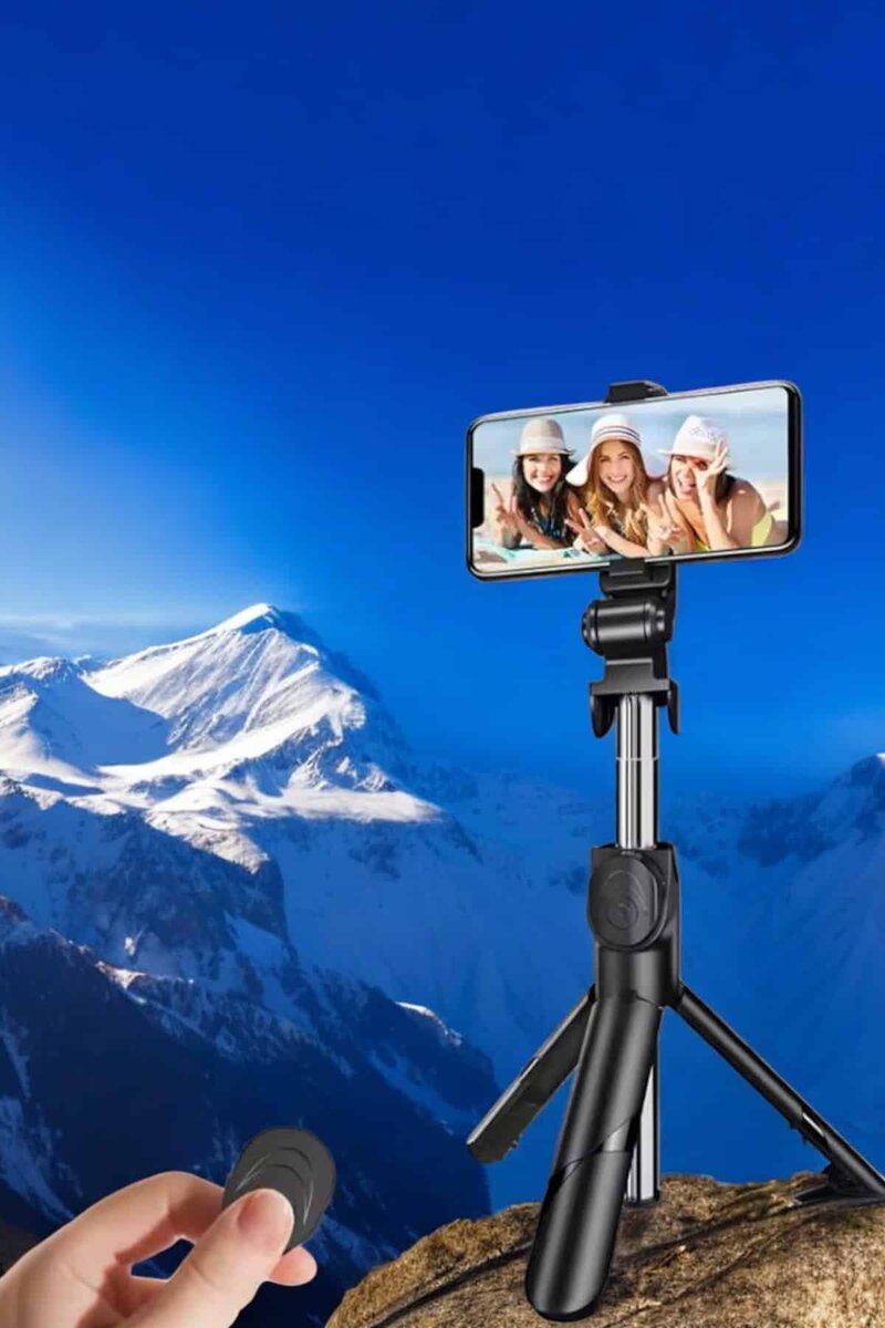 Selfie Çubuğu Tripod Kumandalı Telefon Tutucu Siyah 2 Selfie Çubuğu Tripod Kumandalı Telefon Tutucu Siyah - Görsel 2