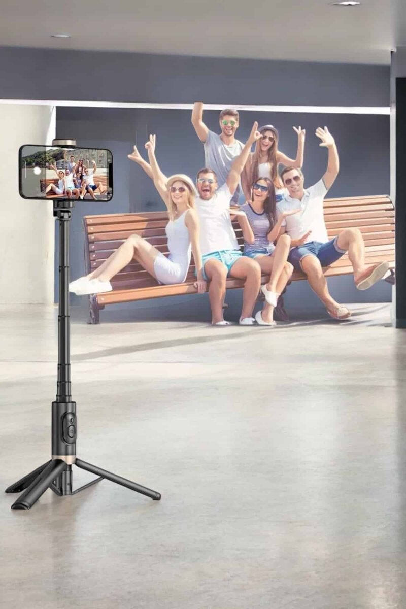 Selfie Çubuğu Tripod Kumandalı Telefon Tutucu Siyah 3 Selfie Çubuğu Tripod Kumandalı Telefon Tutucu Siyah - Görsel 3