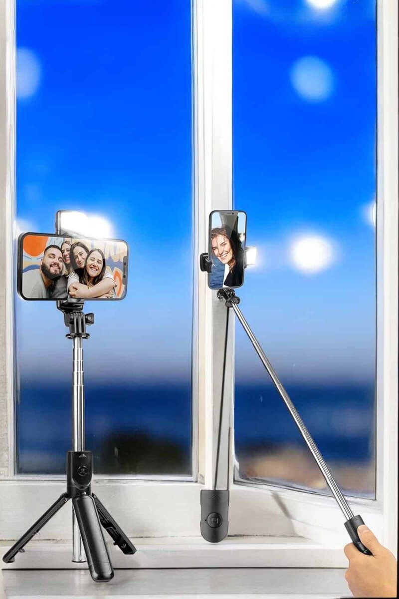Selfie Çubuğu Tripod Kumandalı Telefon Tutucu Siyah 4 Selfie Çubuğu Tripod Kumandalı Telefon Tutucu Siyah - Görsel 4