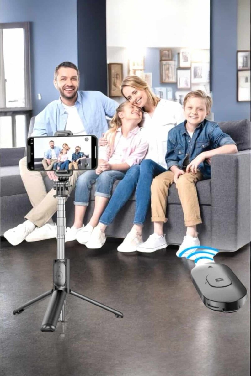 Kumandalı Tripod Telefon Tutucu Selfie Çubuğu 360 Derece Dönebilen 2 Kumandalı Tripod Telefon Tutucu Selfie Çubuğu 360 Derece Dönebilen - Görsel 2