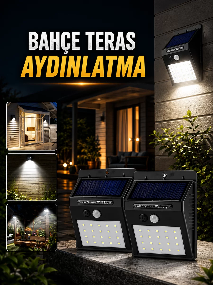 Solar Lamba Giriş Bahçe Yol Avlu Hareket Sensörlü Led 1 Solar Lamba Giriş Bahçe Yol Avlu Hareket Sensörlü Led