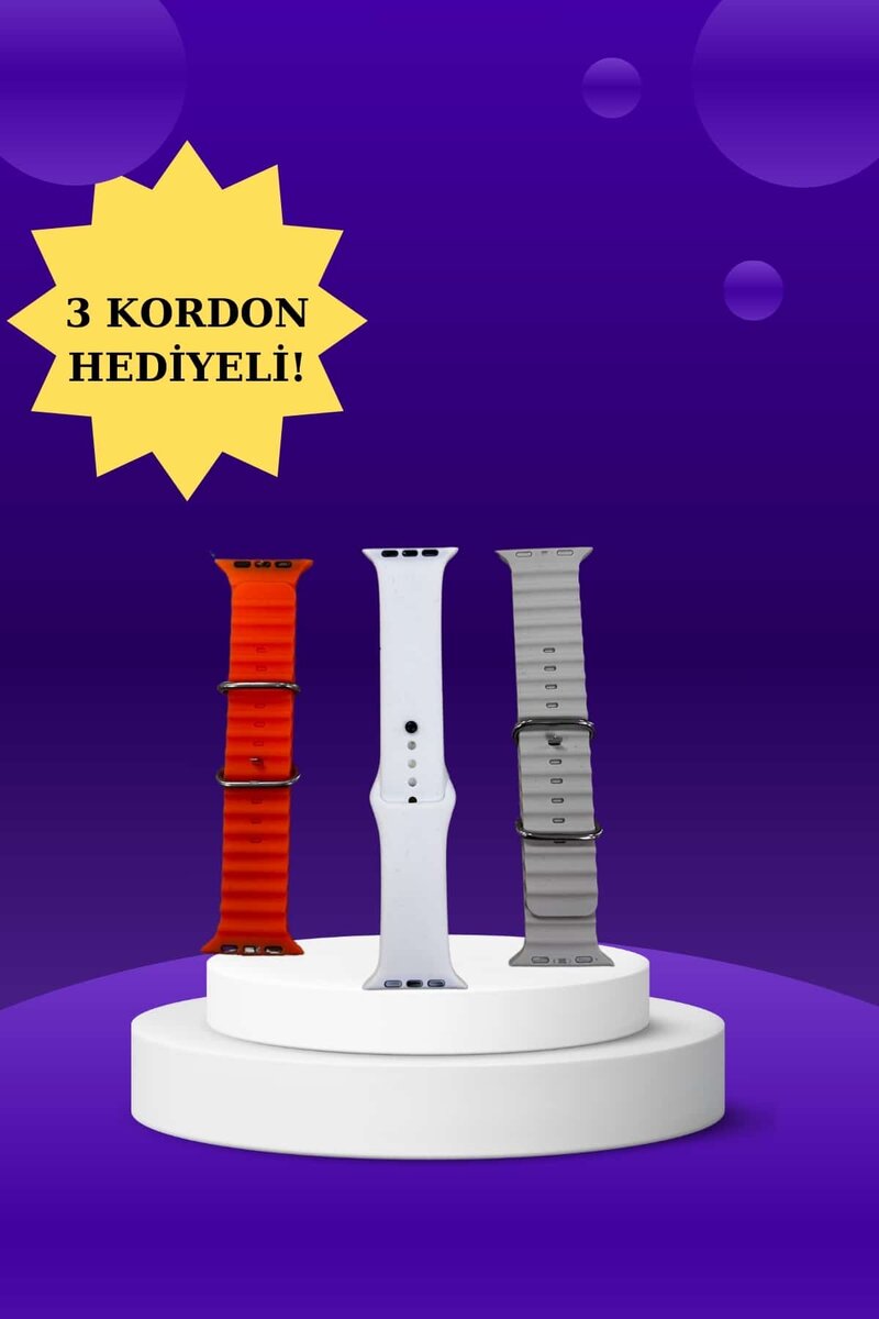 Akıllı Saat Arama Görüşme Bildirim Görme Uyku ve Sağlık Takibi Nabız Ölçer 3 Kordon Hediyeli 3 Akıllı Saat Arama Görüşme Bildirim Görme Uyku ve Sağlık Takibi Nabız Ölçer 3 Kordon Hediyeli - Görsel 3