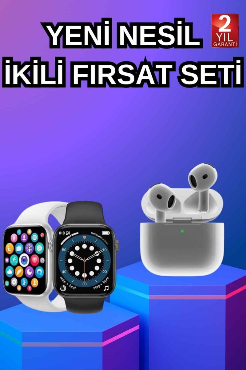 3.Nesil TWS Bluetooth Kulaklık ve Dokunmatik Ekran Akıllı Saat Sesli Görüşme 1 3.Nesil TWS Bluetooth Kulaklık ve Dokunmatik Ekran Akıllı Saat Sesli Görüşme