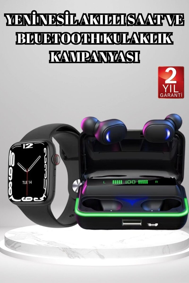 Ucuz ve Kaliteli Kulaklıklı Saat Seti Bluetooth Bağlantılı Akıllı Saat ve Kulaklık 1 Ucuz ve Kaliteli Kulaklıklı Saat Seti Bluetooth Bağlantılı Akıllı Saat ve Kulaklık