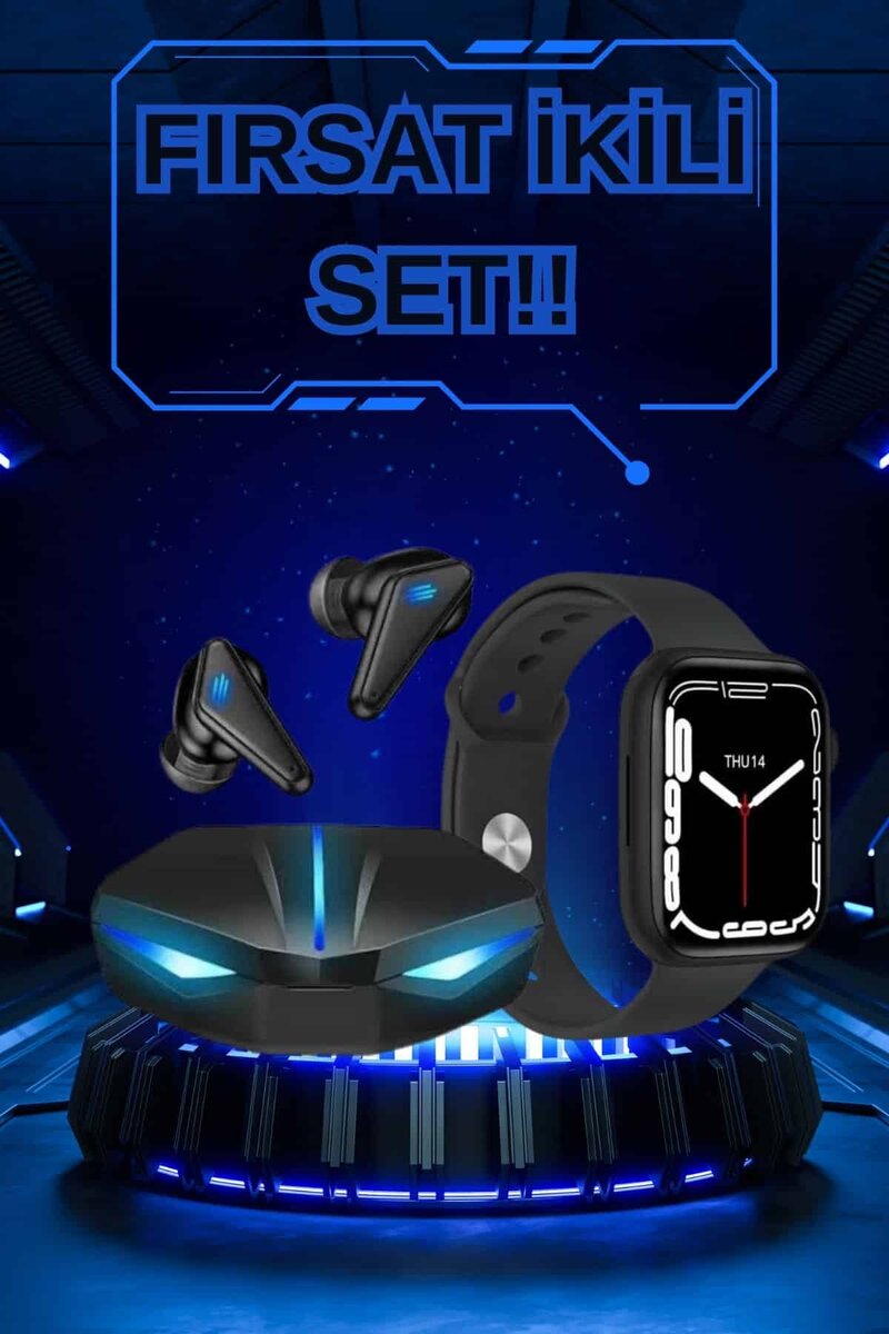 Yeni Nesil Akıllı Saat ve Kablosuz Kulaklık Kampanyası İkili Set Bluetooth Bağlantılı 1 Yeni Nesil Akıllı Saat ve Kablosuz Kulaklık Kampanyası İkili Set Bluetooth Bağlantılı