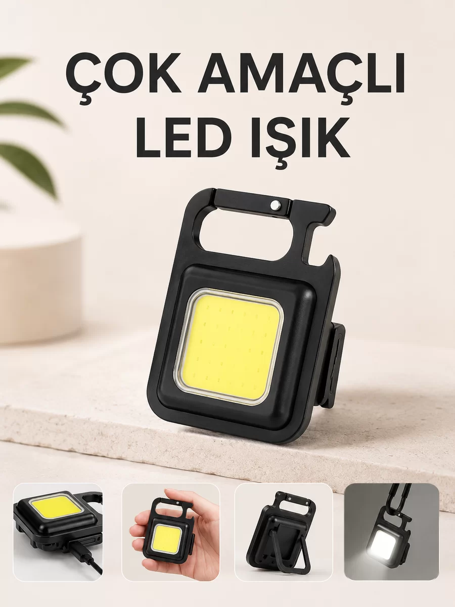 Kamp Işığı Çok Fonksiyonlu Taşınabilir Anahtarlık Kapak Açma Manyetik Özelliği 1 Kamp Işığı Çok Fonksiyonlu Taşınabilir Anahtarlık Kapak Açma Manyetik Özelliği