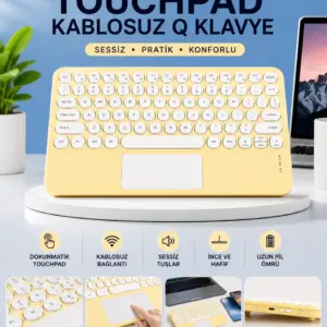 Touchpad Tüm Cihazlara Uyumlu Bluetooth Klavye Touchpad Slim Kablosuz Wifi Q Klavye