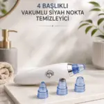 Yeni Nesil Vakumlu Pilli Siyah Nokta ve Yüz Temizleme Cihazı 4 Başlıklı
