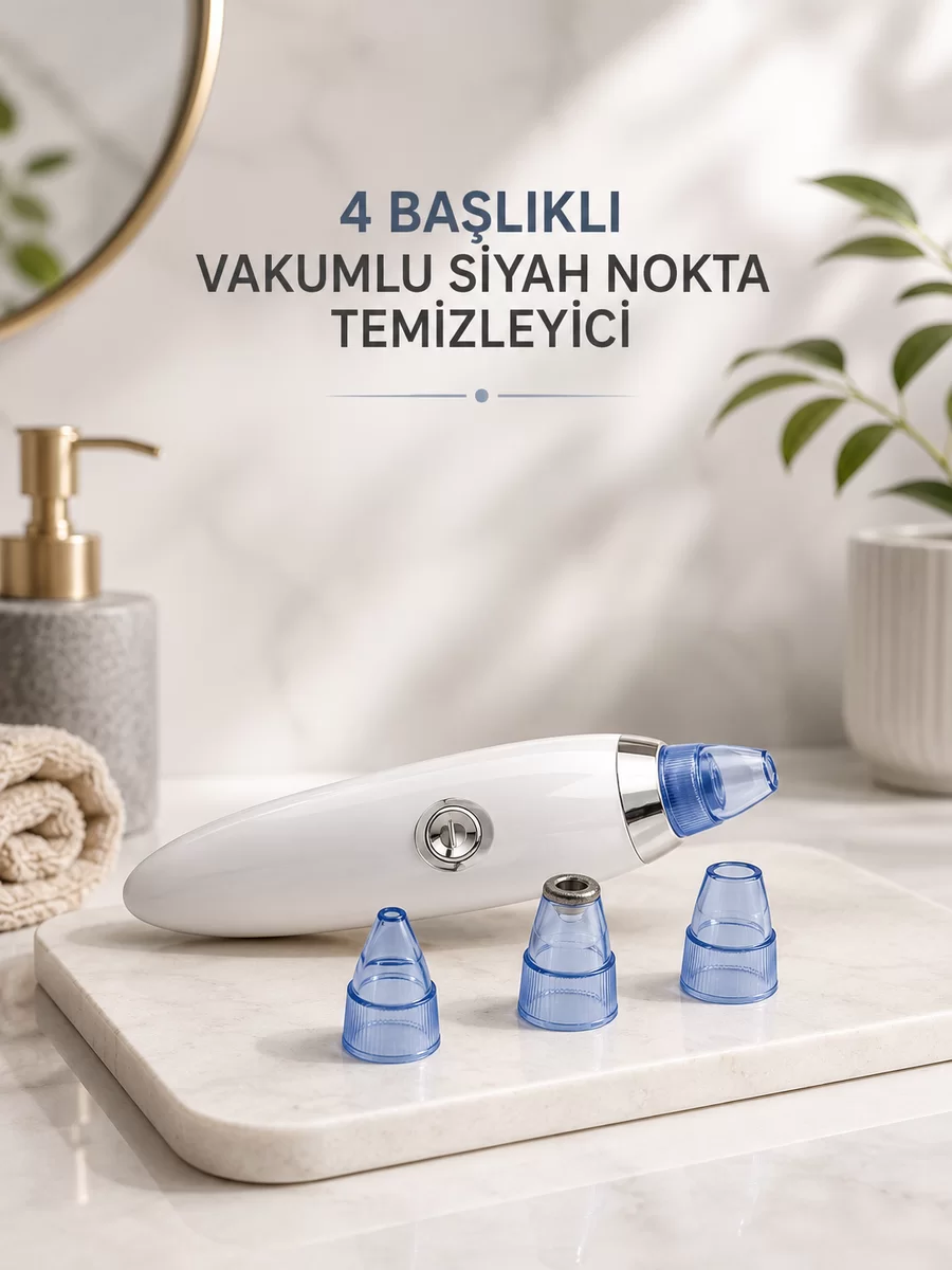 Yeni Nesil Vakumlu Pilli Siyah Nokta ve Yüz Temizleme Cihazı 4 Başlıklı 1 Yeni Nesil Vakumlu Pilli Siyah Nokta ve Yüz Temizleme Cihazı 4 Başlıklı
