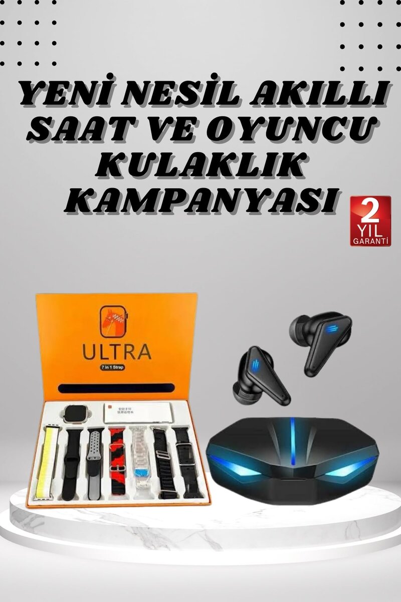 7 Kordonlu Akıllı Saat Ve Oyuncu Kulaklığı ANC Özelliği Kulak İçi Mikrofonlu Sesli Görüşme 1 7 Kordonlu Akıllı Saat Ve Oyuncu Kulaklığı ANC Özelliği Kulak İçi Mikrofonlu Sesli Görüşme