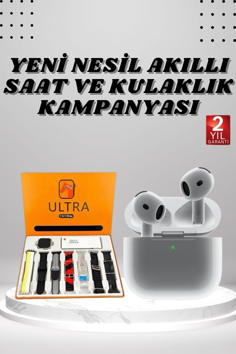 7 Kordonlu Akıllı Saat Ve 3.Nesil Kulaklık Dokunmatik Ekran Sesli Görüşme Yapabilen 1 7 Kordonlu Akıllı Saat Ve 3.Nesil Kulaklık Dokunmatik Ekran Sesli Görüşme Yapabilen