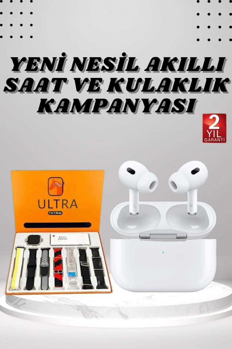 7 Kordonlu Akıllı Saat Ve Yeni Nesil Kulaklık Dokunmatik Ekran Android ve İOS Uyumlu 1 7 Kordonlu Akıllı Saat Ve Yeni Nesil Kulaklık Dokunmatik Ekran Android ve İOS Uyumlu