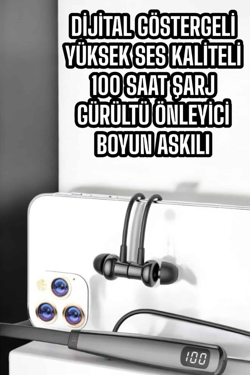 Boyun Askılı Bluetooth Kulaklık Uzun Şarj Süreli Dijital Göstergeli Kablolu 4 Boyun Askılı Bluetooth Kulaklık Uzun Şarj Süreli Dijital Göstergeli Kablolu - Görsel 4