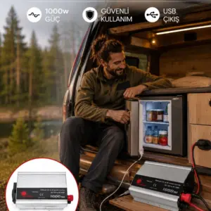 1000 Watt Oto İnvertör Elektrik Dönüştürücü Ev Tipi Priz