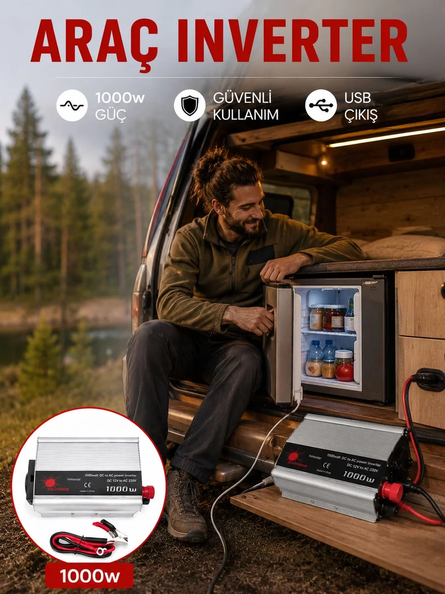 1000 Watt Oto İnvertör Elektrik Dönüştürücü Ev Tipi Priz 1 1000 Watt Oto İnvertör Elektrik Dönüştürücü Ev Tipi Priz