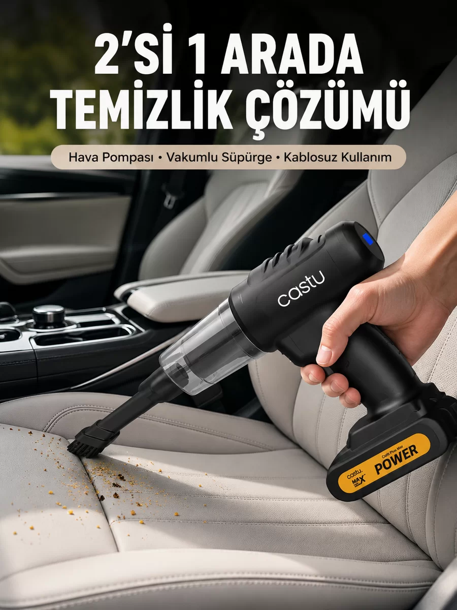 Kablosuz Araç El Süpürgesi Hava Pompası Kombinasyon 1 Kablosuz Araç El Süpürgesi Hava Pompası Kombinasyon