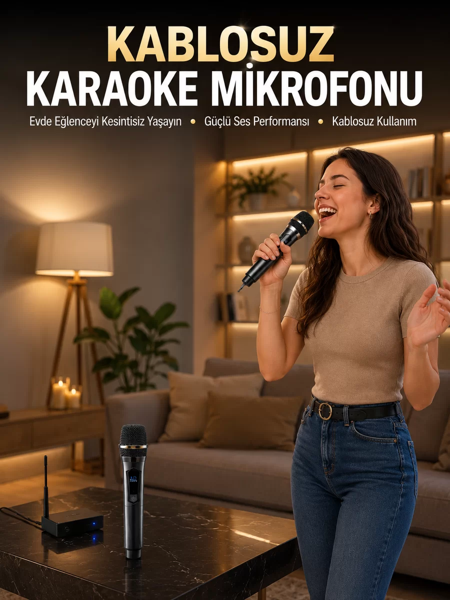 Profesyonel Kablosuz Mikrofon Seti Çift Mikrofonlu 1 Profesyonel Kablosuz Mikrofon Seti Çift Mikrofonlu