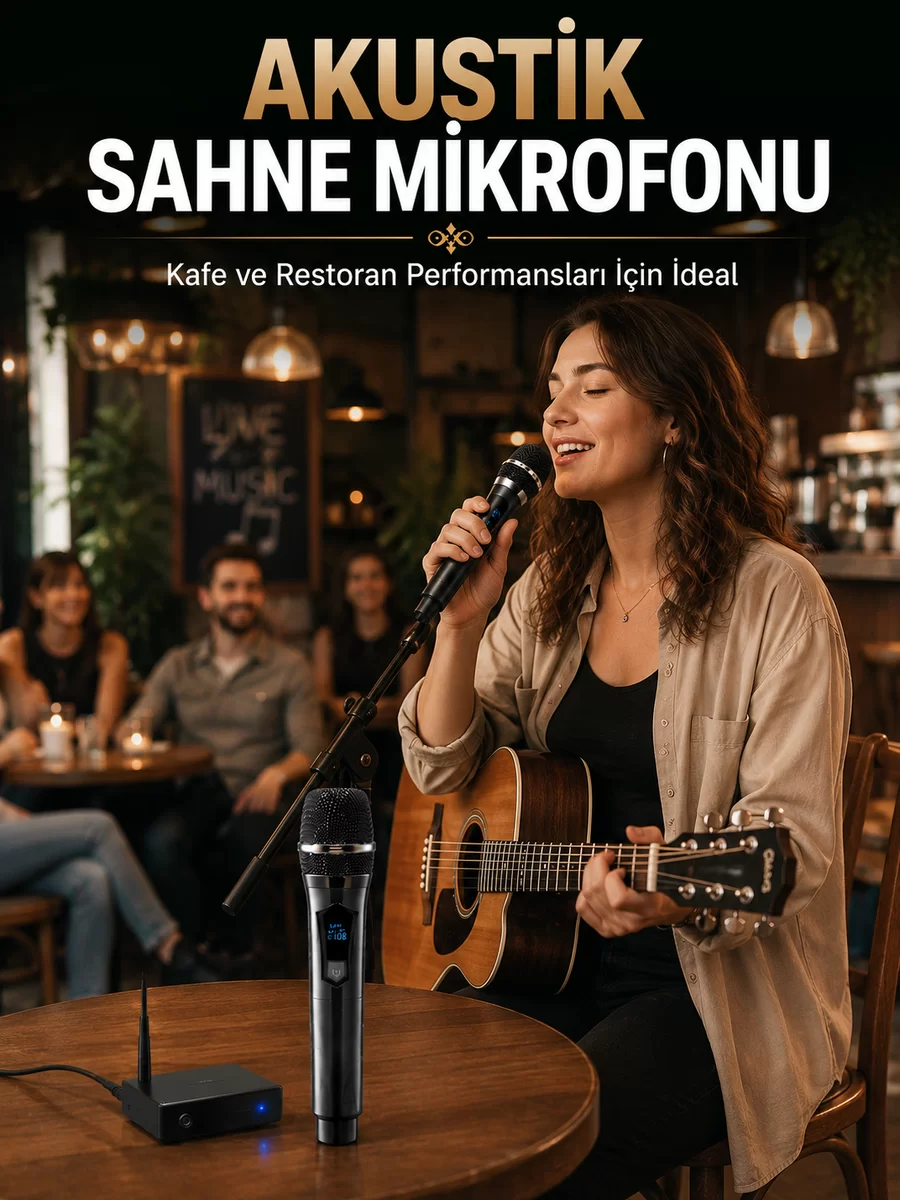 Çift Kablosuz El Mikrofonu Net Ses Kalitesi ve Dijital Gösterge 1 Çift Kablosuz El Mikrofonu Net Ses Kalitesi ve Dijital Gösterge