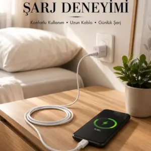 USB-A to Type-C Şarj Kablosu 2 Metre Uzun Kablo