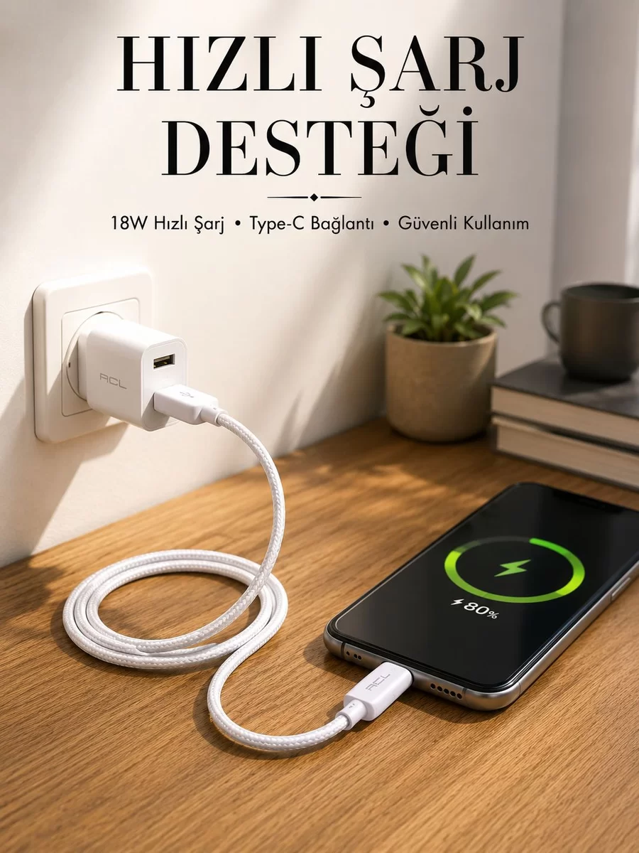 Type-C Girişli Cihazlar İçin Şarj Kablosu 1 Type-C Girişli Cihazlar İçin Şarj Kablosu