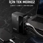4 Portlu GaN Masaüstü Hızlı Şarj İstasyonu