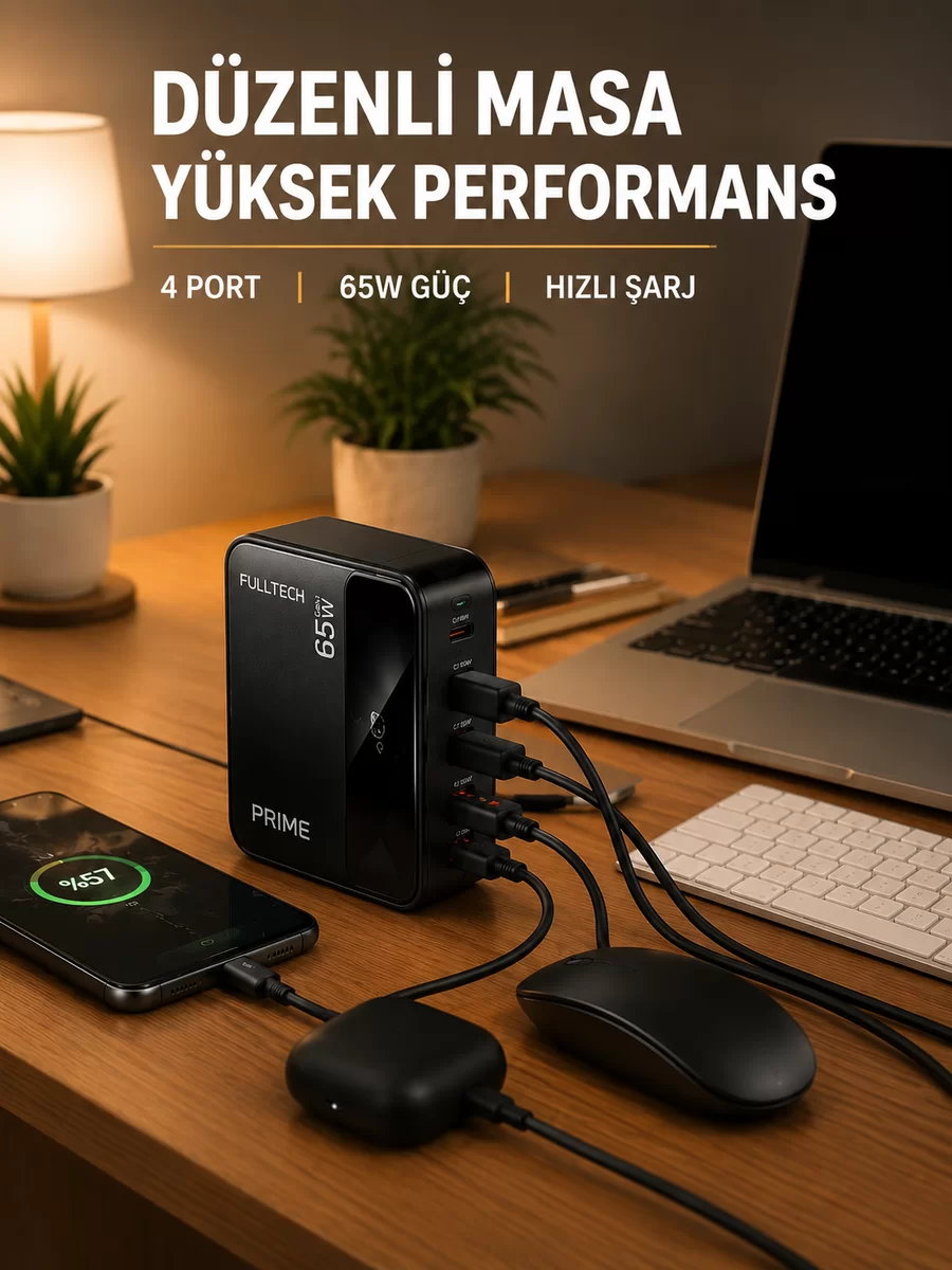 USB-A ve USB-C Girişli Çoklu Şarj Cihazı 1 USB-A ve USB-C Girişli Çoklu Şarj Cihazı