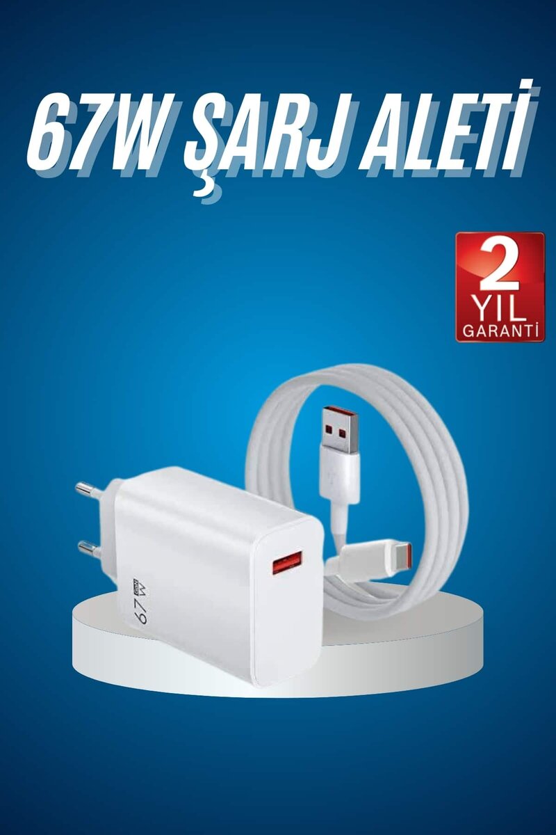 Hızlı Şarj Aleti Adaptörü Kablo Seti 67W Uzun Ömürlü Beyaz 1 Hızlı Şarj Aleti Adaptörü Kablo Seti 67W Uzun Ömürlü Beyaz