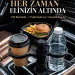 Otomobil İçin Çift Bardak Tutucu ve Çok Amaçlı Organizer
