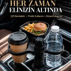 Otomobil İçin Çift Bardak Tutucu ve Çok Amaçlı Organizer
