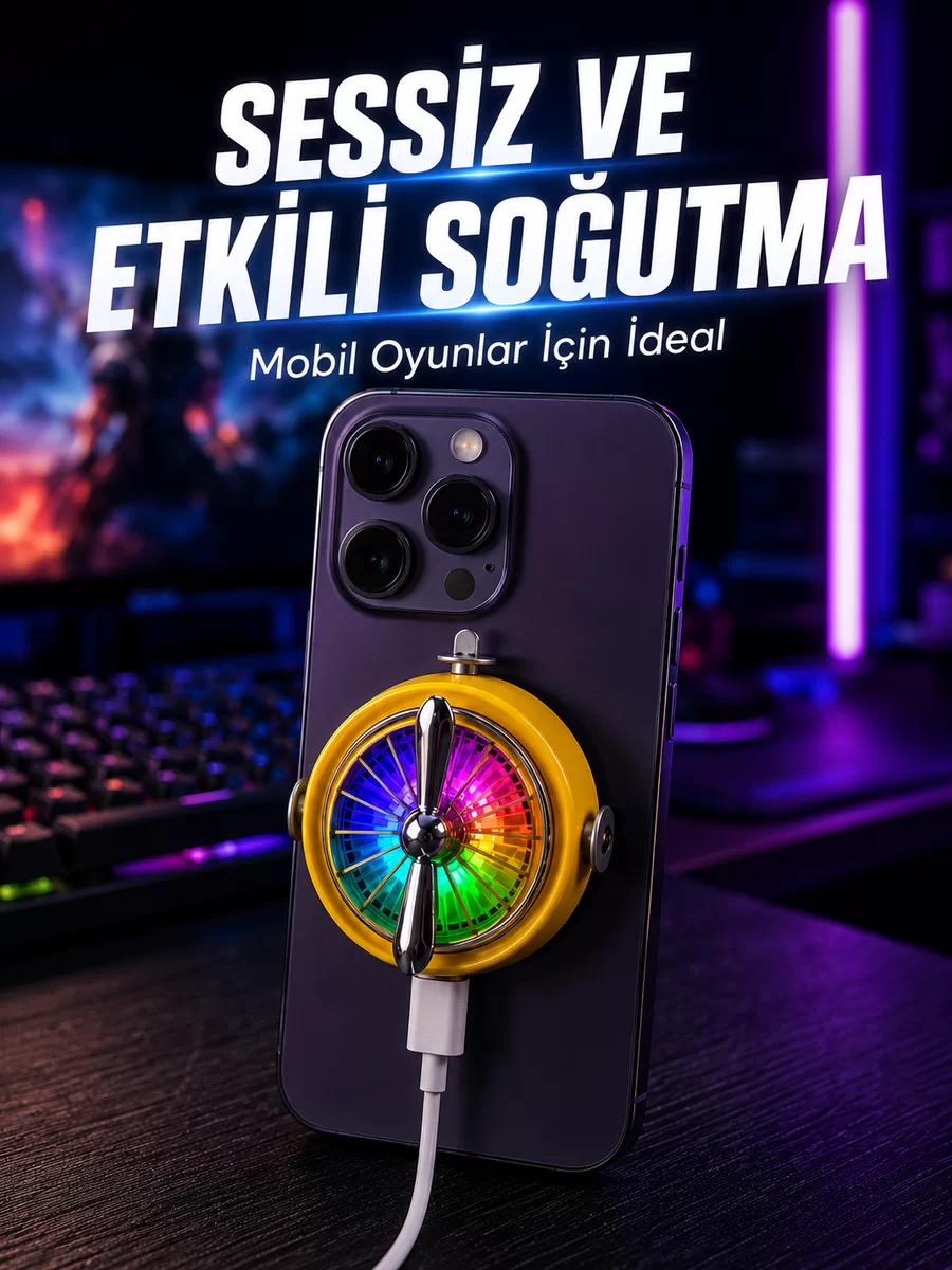 Manyetik Telefon Soğutucu RGB Fanlı Mobil Oyun Soğutucusu 1 Manyetik Telefon Soğutucu RGB Fanlı Mobil Oyun Soğutucusu