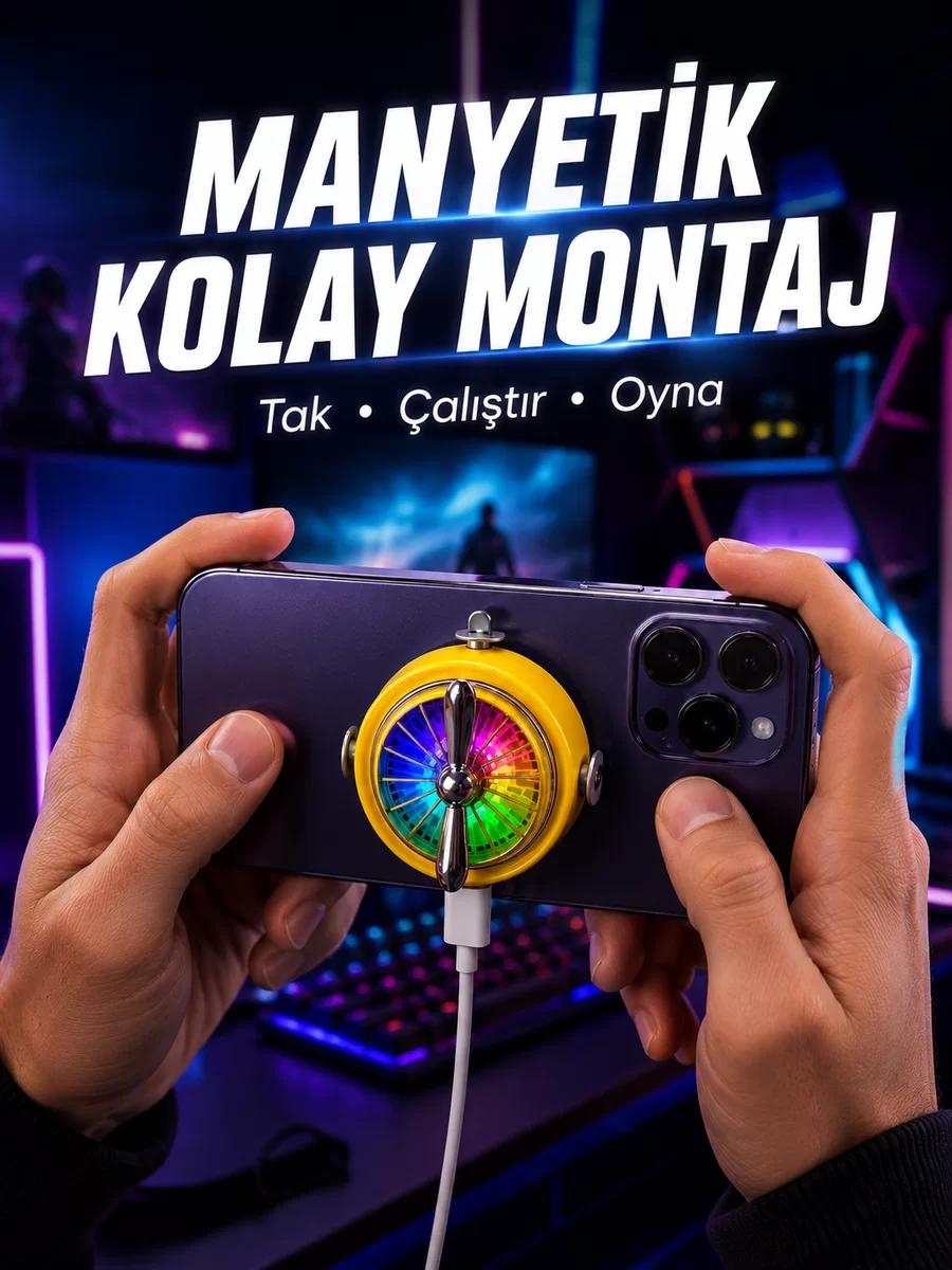 Şarj Edilebilir RGB Telefon Soğutucu Oyun Fanı 1 Şarj Edilebilir RGB Telefon Soğutucu Oyun Fanı