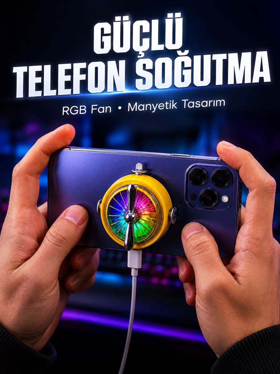 Mobil Oyuncular İçin RGB Işıklı Telefon Soğutucu 1 Mobil Oyuncular İçin RGB Işıklı Telefon Soğutucu