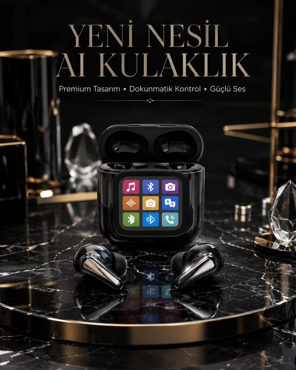 AI Bluetooth Kulaklık Akıllı Dokunmatik Kontrol Özellikli 1 AI Bluetooth Kulaklık Akıllı Dokunmatik Kontrol Özellikli