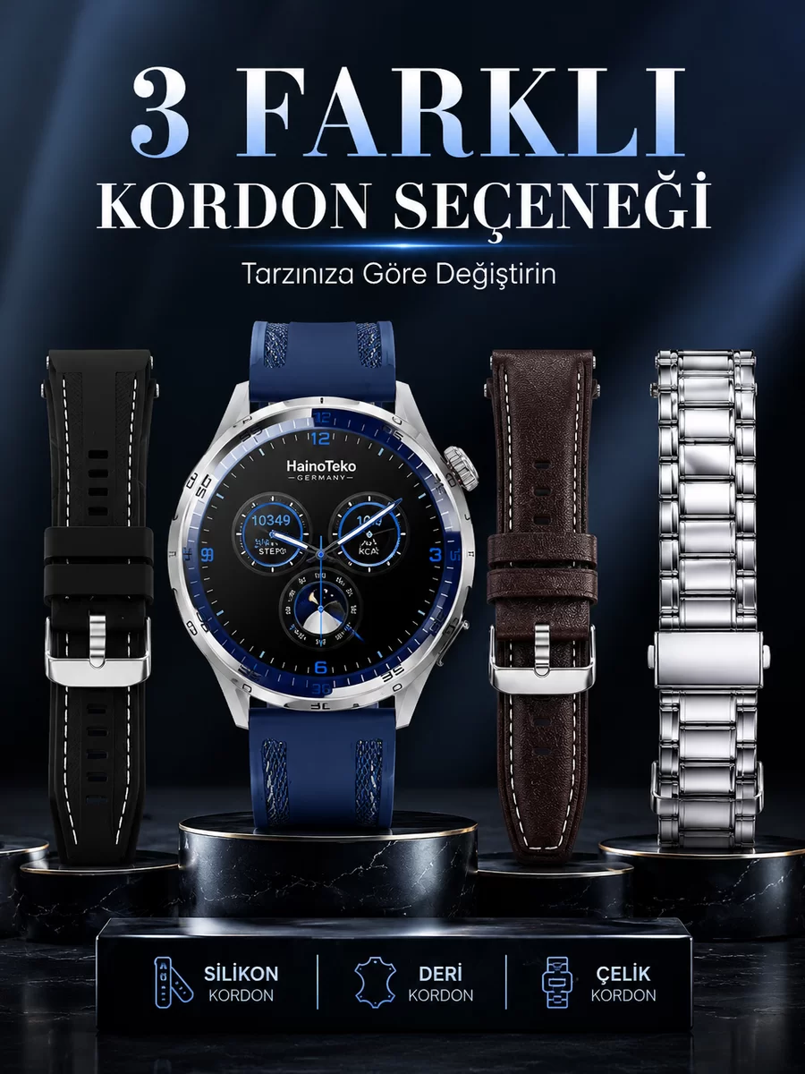 Uzun Süreli Pil Ömrüne Sahip AMOLED Akıllı Saat 3 Kordonlu Tasarım 1 Uzun Süreli Pil Ömrüne Sahip AMOLED Akıllı Saat 3 Kordonlu Tasarım