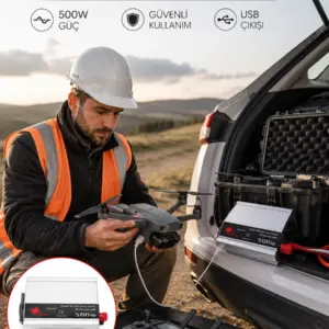 Araçtan Ev Tipi Priz 500W Kullanımı İnvertör