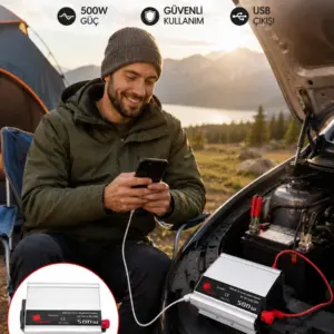 Araç İçi Elektrik Dönüştürücü 500W Priz İnvertör