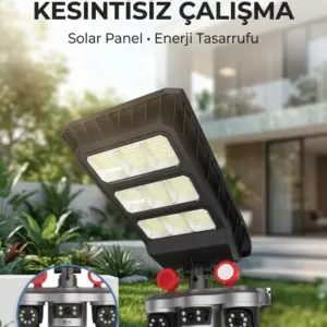Solar Panelli Akıllı Güvenlik Kamerası LED Projektörlü