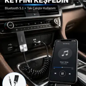 USB AUX Bluetooth Adaptörü Kablosuz Ses Aktarım Cihazı