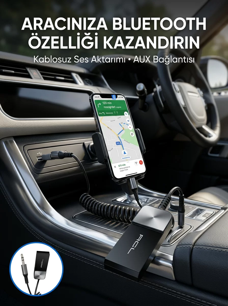 Araç ve Ev Ses Sistemleri İçin Bluetooth AUX Adaptörü 1 Araç ve Ev Ses Sistemleri İçin Bluetooth AUX Adaptörü
