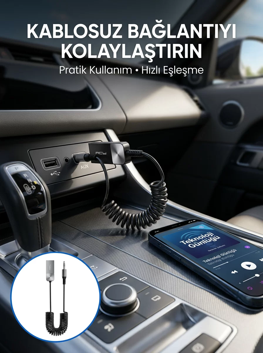 USB Bluetooth AUX Ses Adaptörü Kablosuz Müzik Aktarım Cihazı 1 USB Bluetooth AUX Ses Adaptörü Kablosuz Müzik Aktarım Cihazı