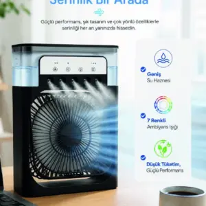Haydiburaya 79 Masaüstü Püskürtmeli Serinletici Fan 5 Sisleme 3 Fan Hızı 7 Renk Ambiyans Işığı