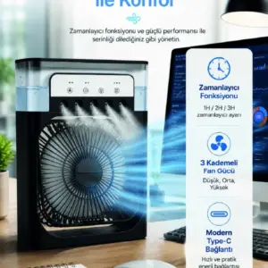 Haydiburaya 82 Su Hazneli Püskürtmeli Fan 1-3-5 Püskürtme Seçeneği Type-C Güç Girişi