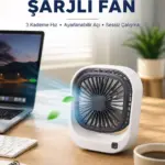 Taşınabilir Masaüstü Fan Ayarlanabilir Açılı Şarjlı Tasarım