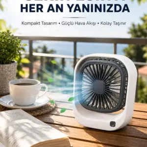 Taşınabilir Şarjlı Masa Fanı Sessiz ve Güçlü Fan Sistemli