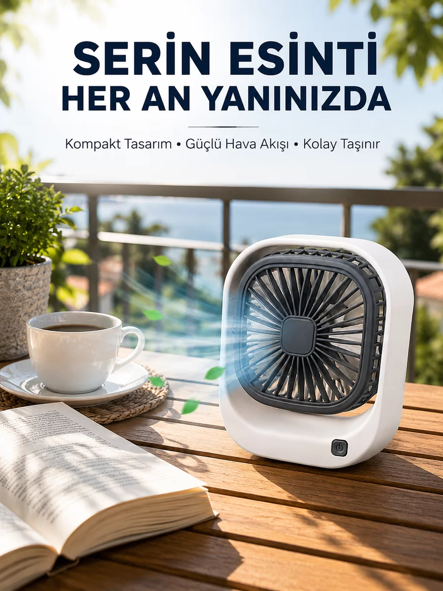 Taşınabilir Şarjlı Masa Fanı Sessiz ve Güçlü Fan Sistemli 1 Taşınabilir Şarjlı Masa Fanı Sessiz ve Güçlü Fan Sistemli
