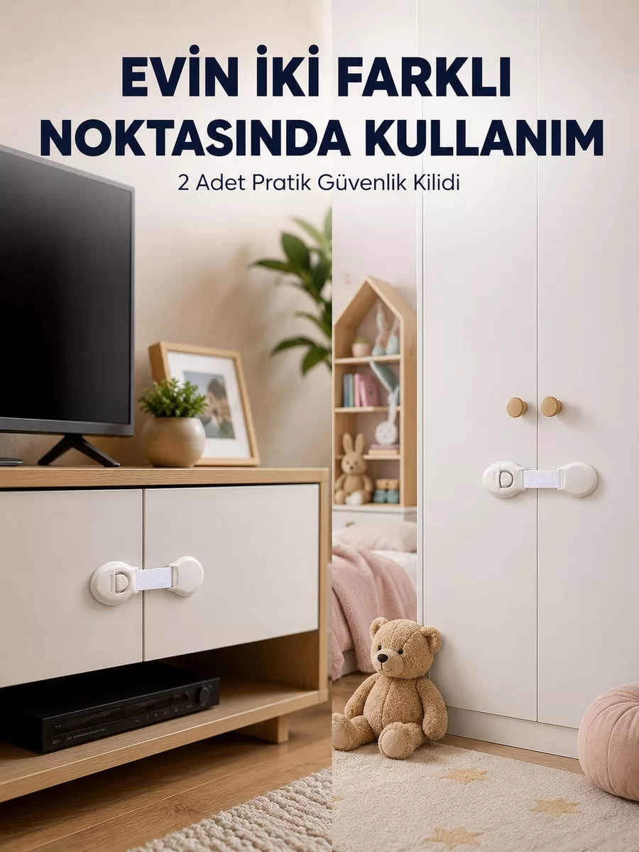 2'li Çocuk Güvenlik Kilidi Ev İçi Koruma Seti 1 2'li Çocuk Güvenlik Kilidi Ev İçi Koruma Seti