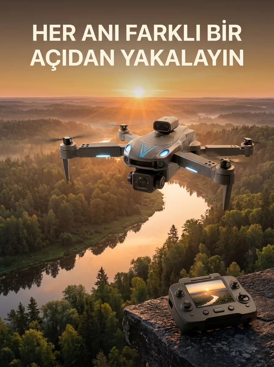 Ekranlı Kumandalı Çift Kameralı Drone ile Havadan Çekim 1 Ekranlı Kumandalı Çift Kameralı Drone ile Havadan Çekim